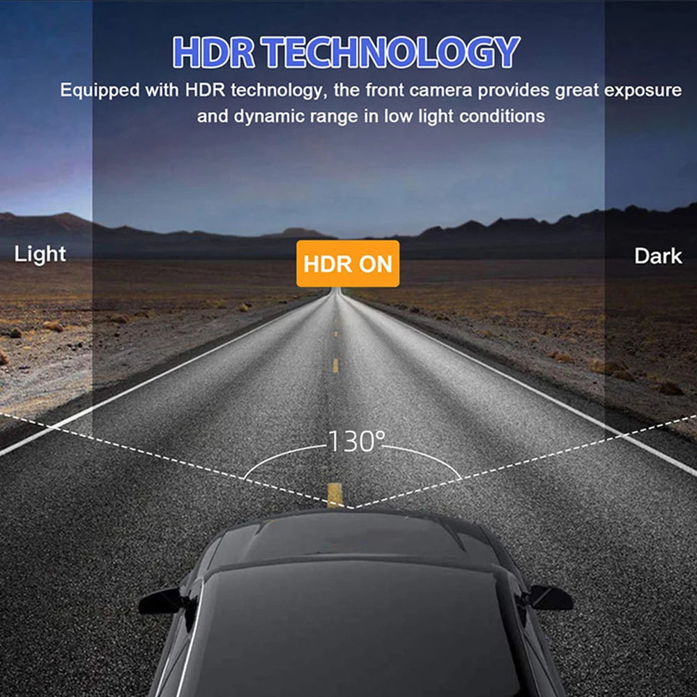 Dash Cam W/ IR Night Vision Loop Recording & 2" IPS Screen 1080P 3 Camera ， DVR recor lifestyle view