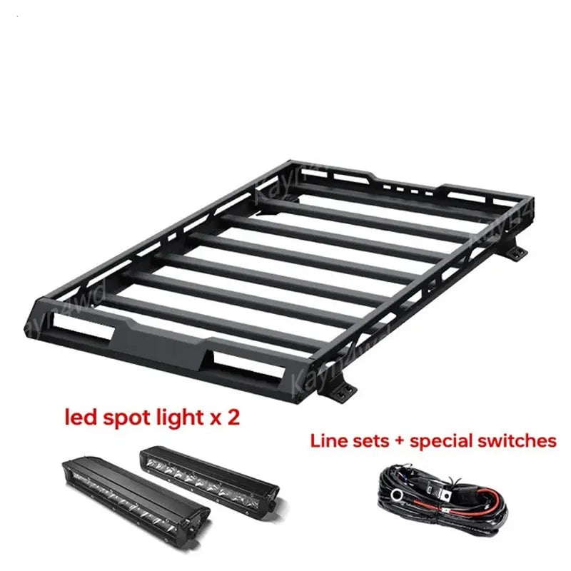 Aluminum Roof Rack Box With LED Spotlights for Suzuki Jimny 1998-2018 | Off Road 4x4 L close-up view