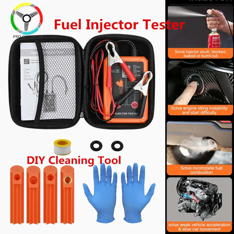 Fuel Injector Tester DIY Cleaner Set 4 Pulse Modes Car Fuel Cleaning Injector Work with Fuel Pressure Tester Car