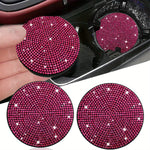 2pcs Imitation Diamond Bling Car Cup Holder Coasters