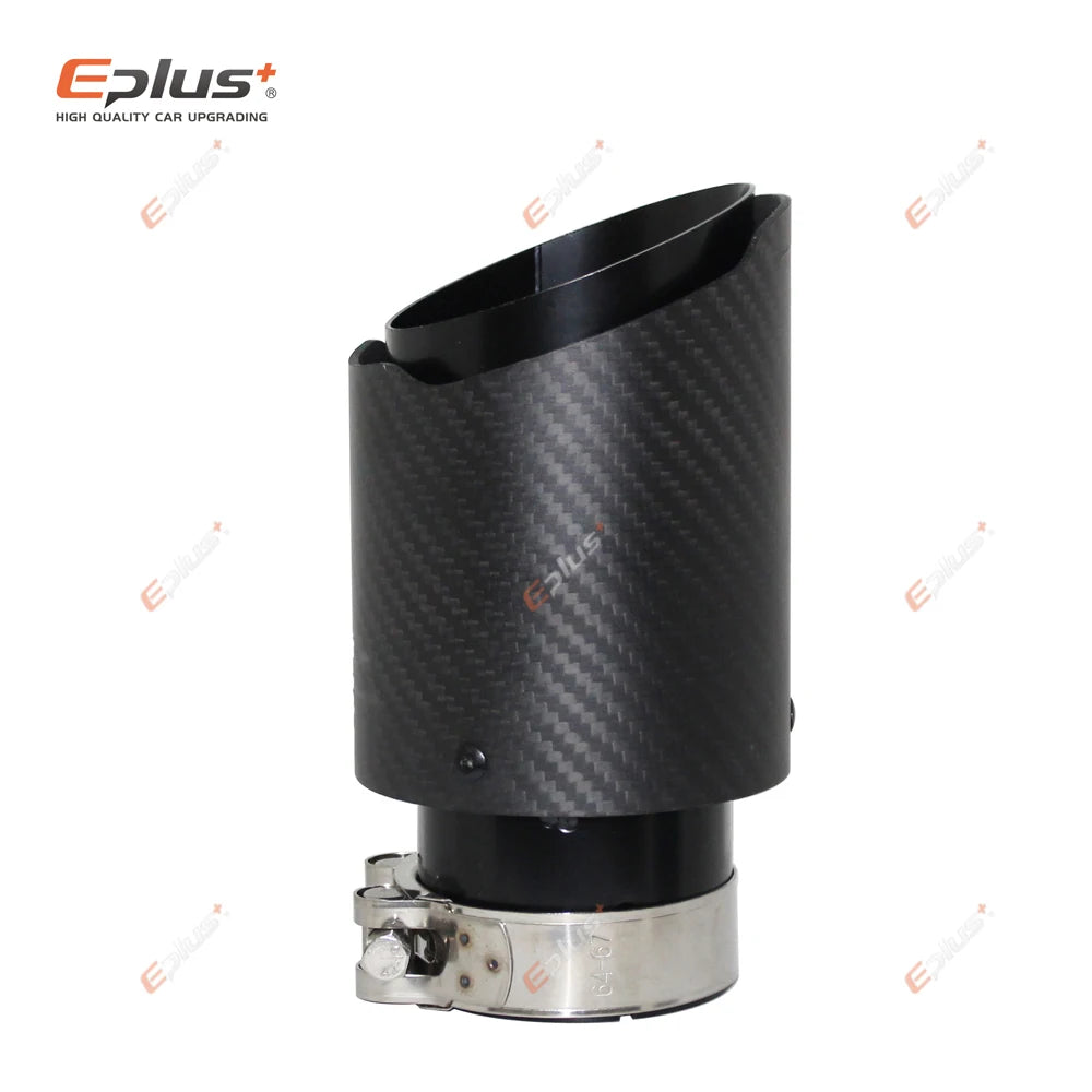 Universal Car Matte Carbon Fiber Muffler Tip Exhaust System Pipe Mufflers Nozzle St additional angle