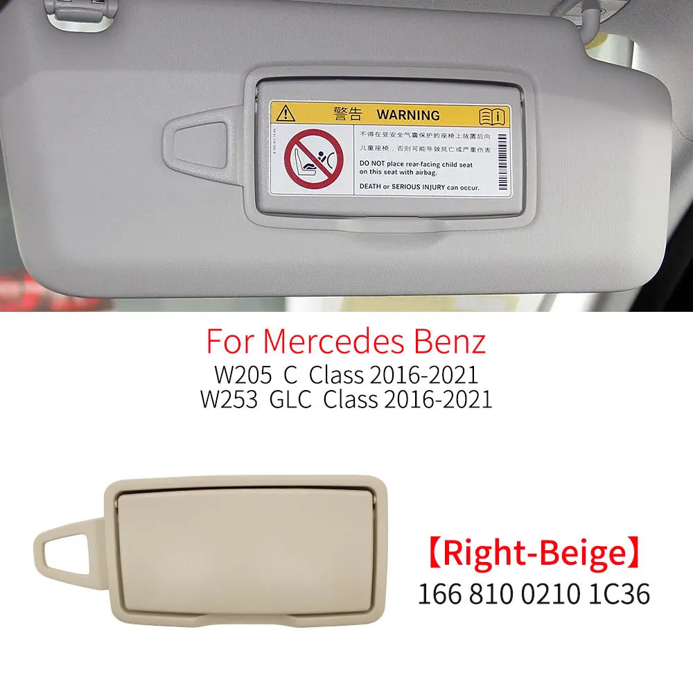 Car Interior Front Sun Shade Visor Makeup Cosmetic Mirror Cover For Mercedes Benz C GLC Class W205  W253 C180 C200 GLC260 GLC300