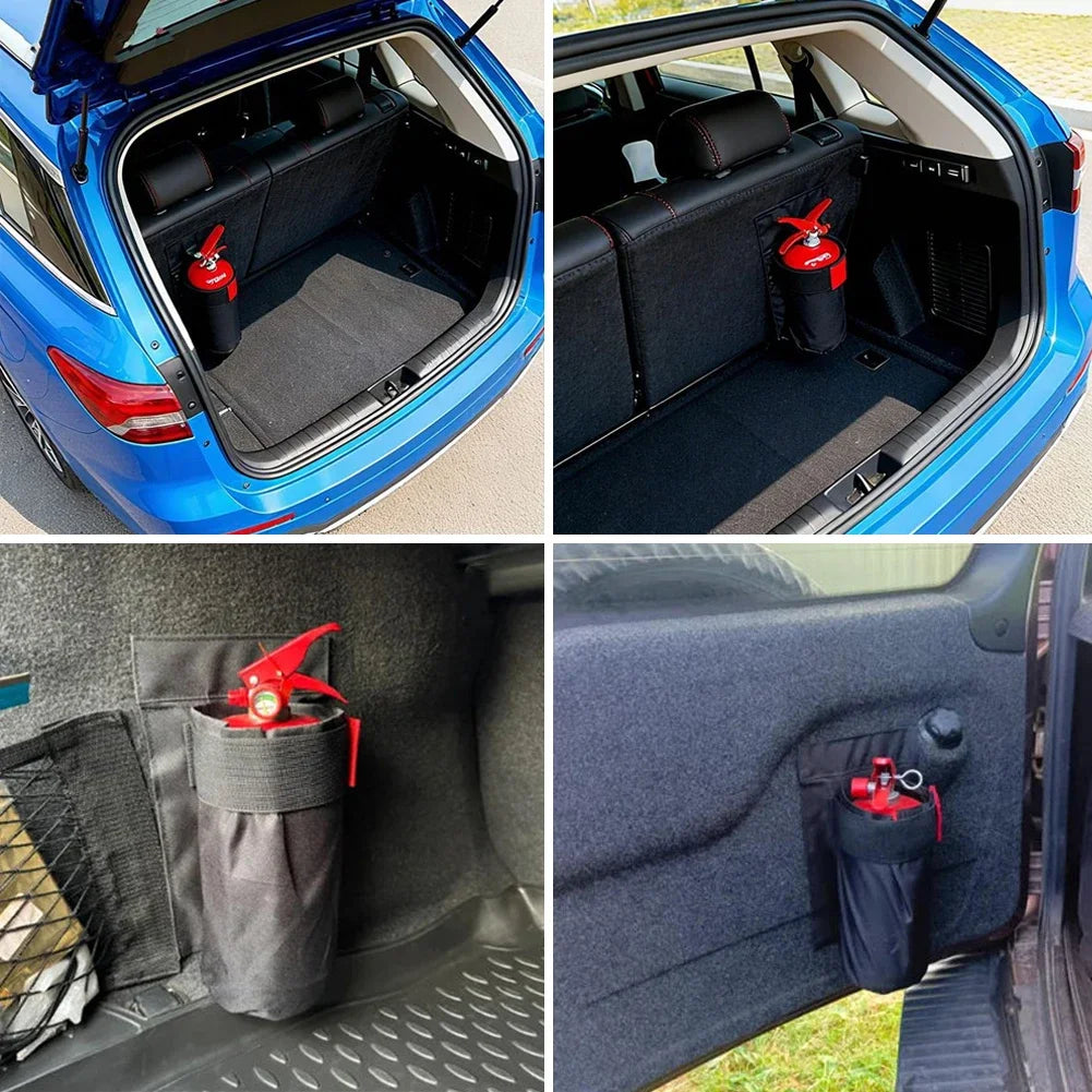 Car Organizer Storage Bag Fire Safety Bottle Holder Oxford Cloth Auto Interior Accesso close-up view