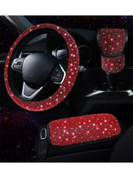 3Pcs Car Accessories Set for Women Steering Wheel Cover Gear Shift Cover Armrest Pad Mat detail view