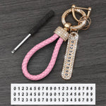 Leather Car Keychain With Phone Number Card Holder alternate view