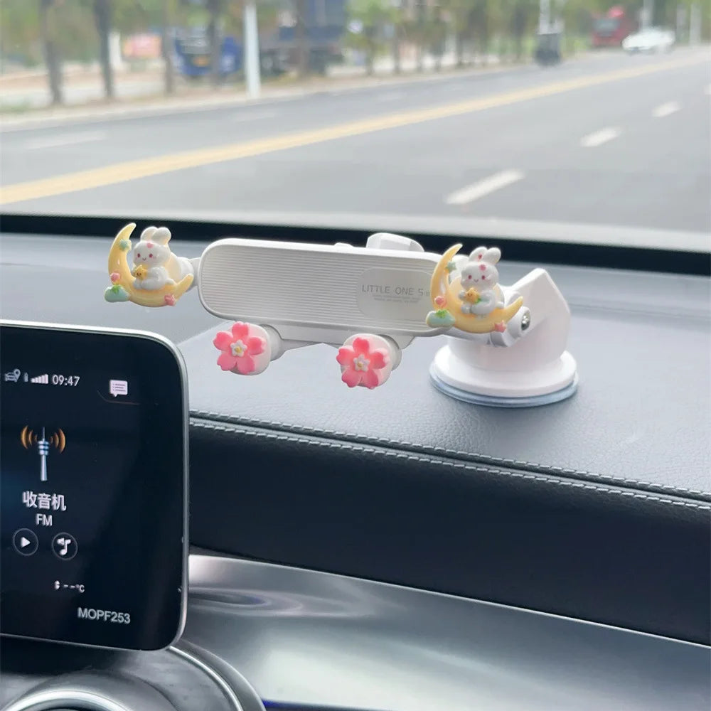 Car Cartoon Phone Holder for Navigation | Creative Air Vent Suction Cup Mount Stand detail view