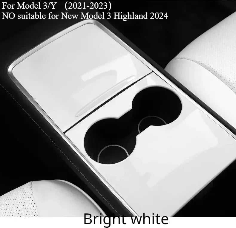 Central Control Panel with Push Handle for Tesla Model 3 Y Center Console Cup ABS Cov alternate view