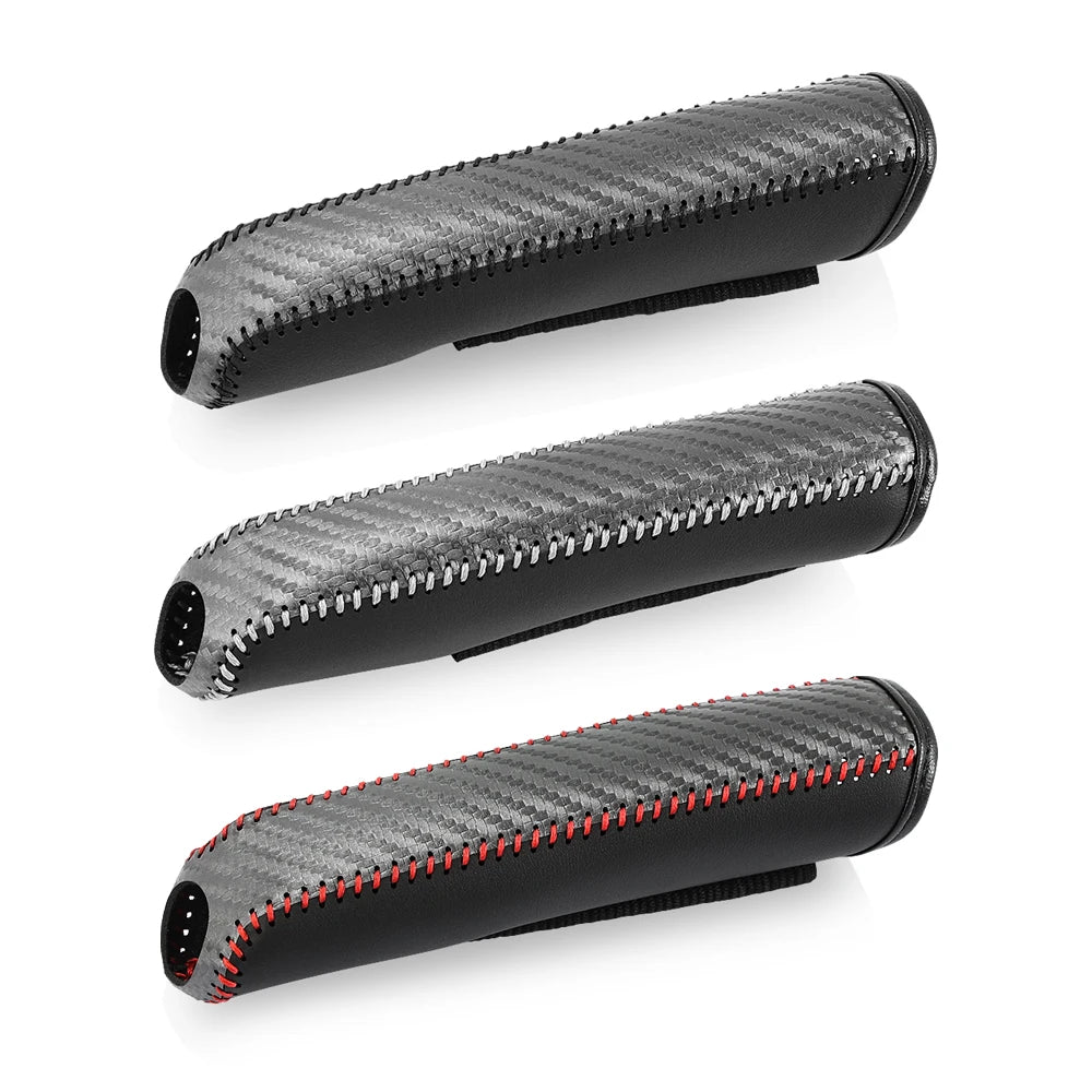 Carbon Fiber Car Leather Handbrake Cover Protective Sleeve Hand Brake Protection Car alternate view