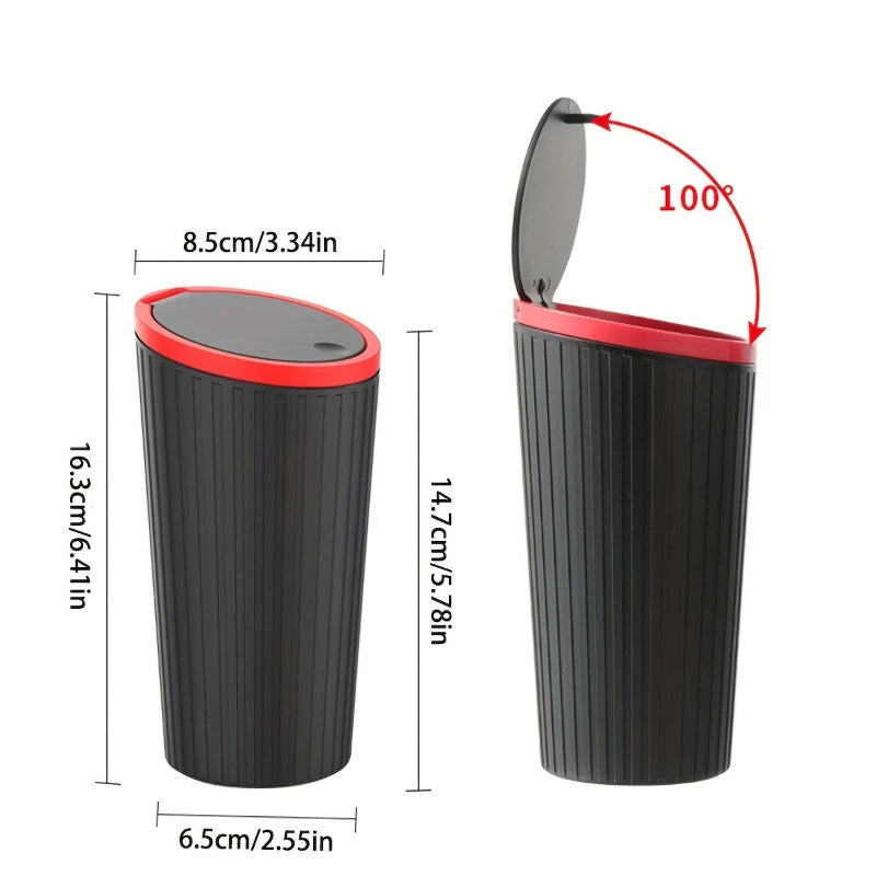Universal Car Trash Bin with Lid,Durable ABS Material-Fits Center Console, Armrest, or Door Storage-Ideal for Vehicle & Home Use