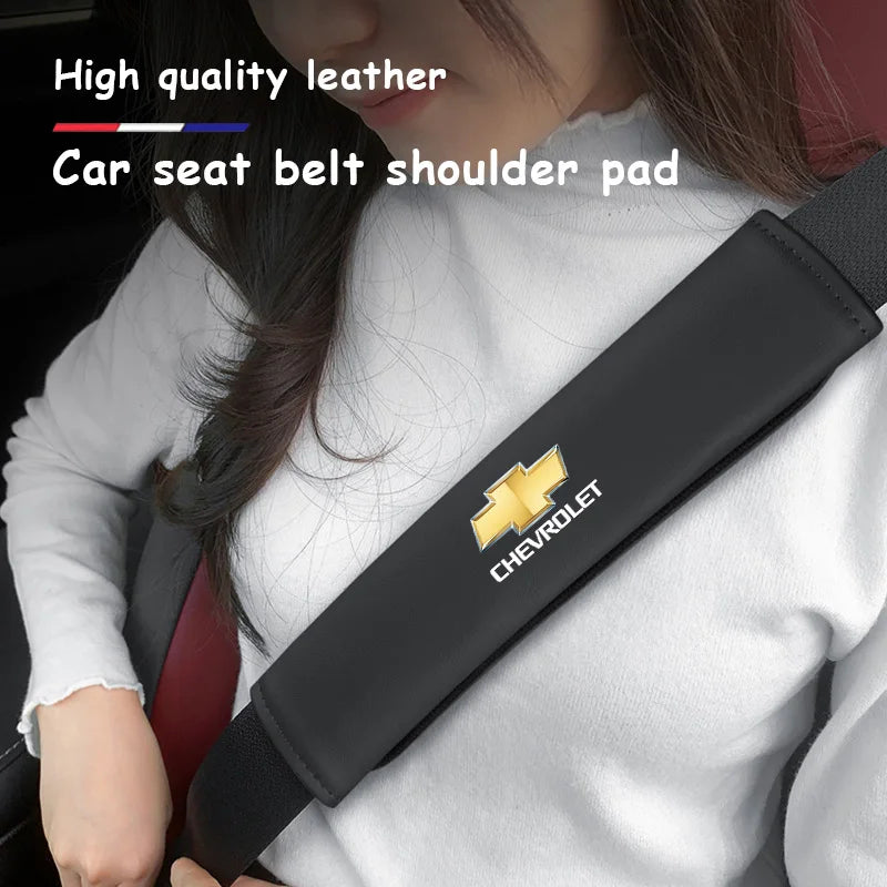 2Pcs Leather Car Seat Belt Shoulder Pad Safety Strap Cover for Chevrolet | Comfortabl alternate view