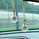 6ML Empty Car Air Freshener Pendant Perfume Glass Bottle With Wooden Caps Refillable Car Essential Oil Diffuser Bottle