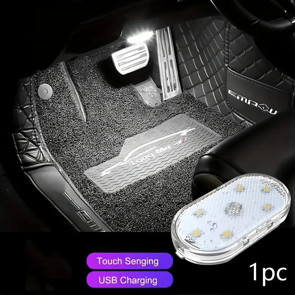 Wireless USB Rechargeable LED Lights for Car Interior close-up view