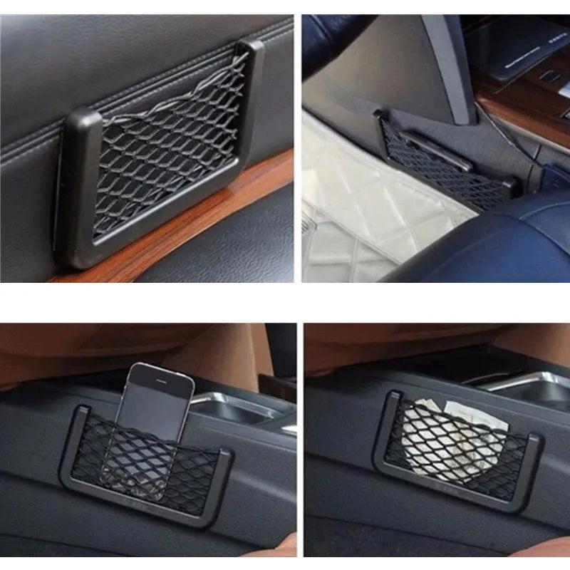 Car Net Pocket Phone Holder Storage Bag Organizer lifestyle view