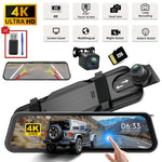10"IPS Touch Screen Mirror Dash Cam Front and Rear, 4K Dual Recording, AHD Backup Camera, Night Vision, G-Sensor. Limited Time
