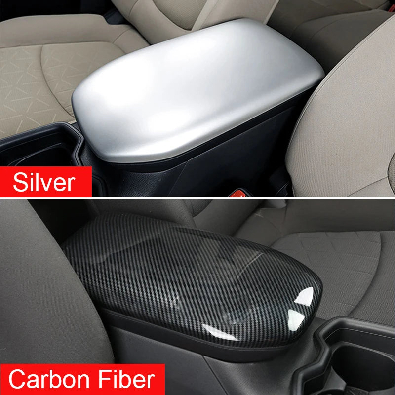Carbon Fiber Car Central Console Armrest Box Cover Trim For Toyota RAV4 XA50 2019 2020 2021 2022 2023 2024 Hybrid Accessories