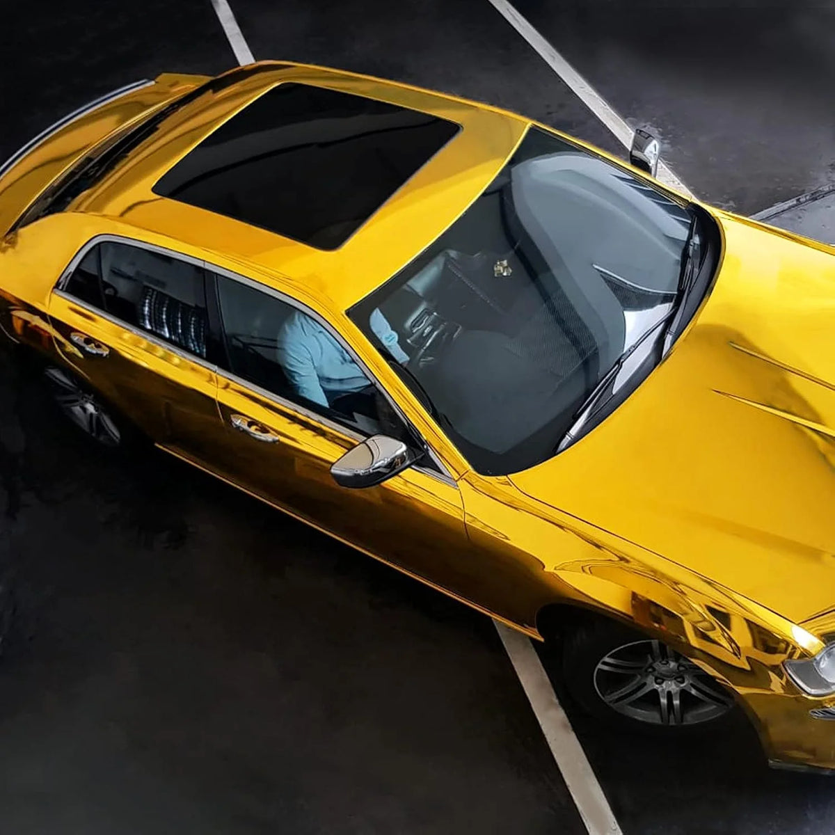 Glossy Gold Chrome Vinyl Wrap Film Car Motorcycle Sticker Waterproof Bubble Free Se additional angle