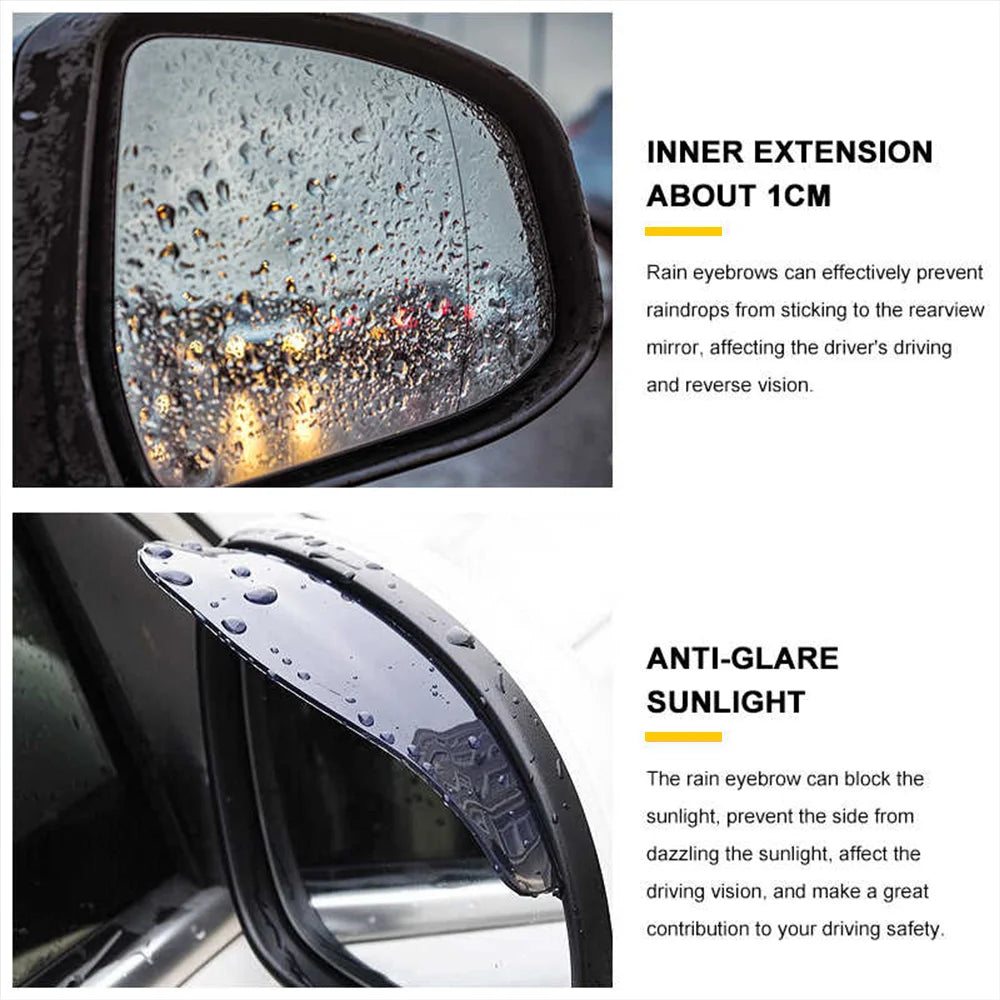 Universal Car Rearview Mirror Rain Eyebrow | Auto Rear View Side Rain Shield Snow Gua alternate view
