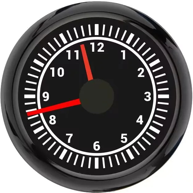 12V 24Volts Digital Car Gauge 52mm 2'' Clock Meter 12-Hour Format Gauge 8 Colors Backlight  for Car Truck Yachts