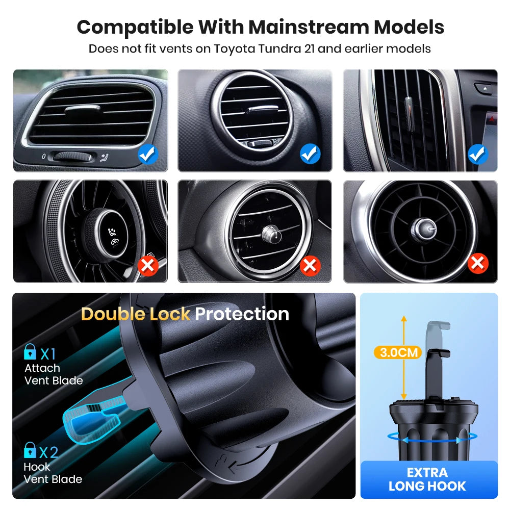 TOPK Car Phone Holder Mount | Air Vent Upgrade Auto-Locking Hook Clip alternate view
