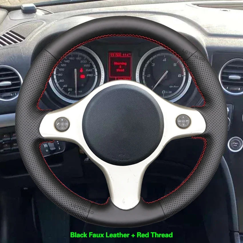 Black Faux Leather Car Steering Wheel Cover for Alfa Romeo 159 2005-2012 Brera Spider lifestyle view