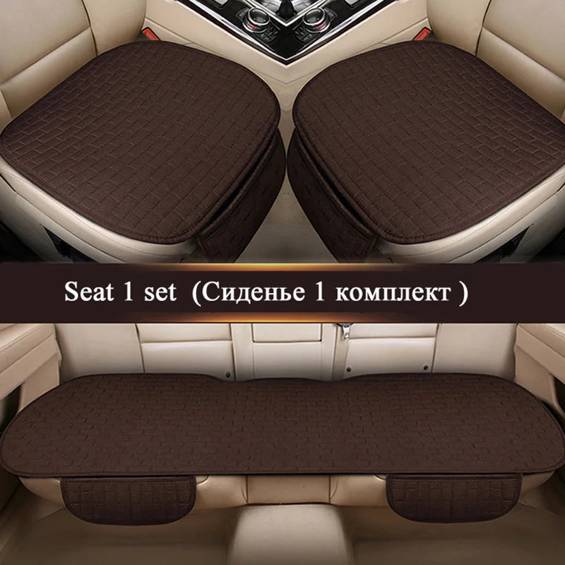 Flax Car Seat Cushion Pad Thick Fiber Filled Seat Cover close-up view
