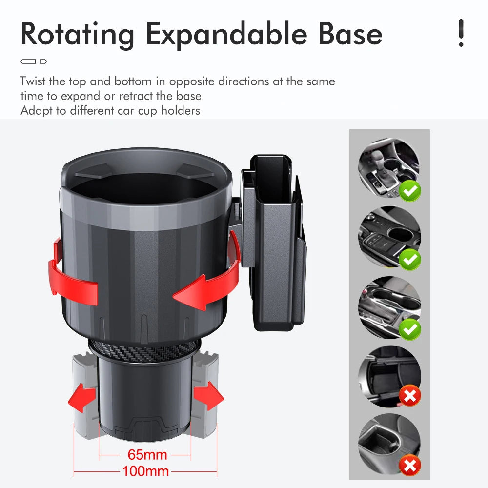 Car Cup Holder Expander Adjustable Phone Holder Organizer