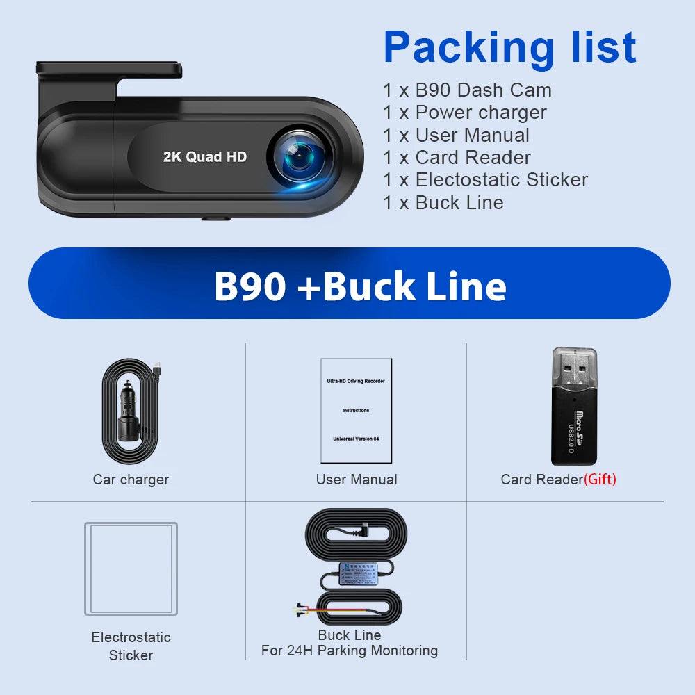 2K Dash Cam WiFi Car DVR | 1440p Night Vision with GPS and Parking Monitor alternate view