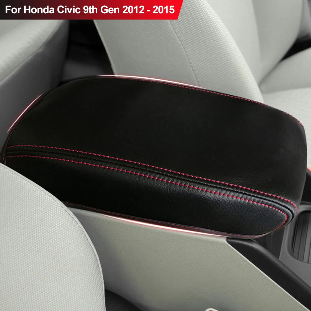 Car Microfiber Leather Armrest Box Cover Center Console Lid Cover Interior Accessories For Honda Civic 9th Gen 2012 - 2015