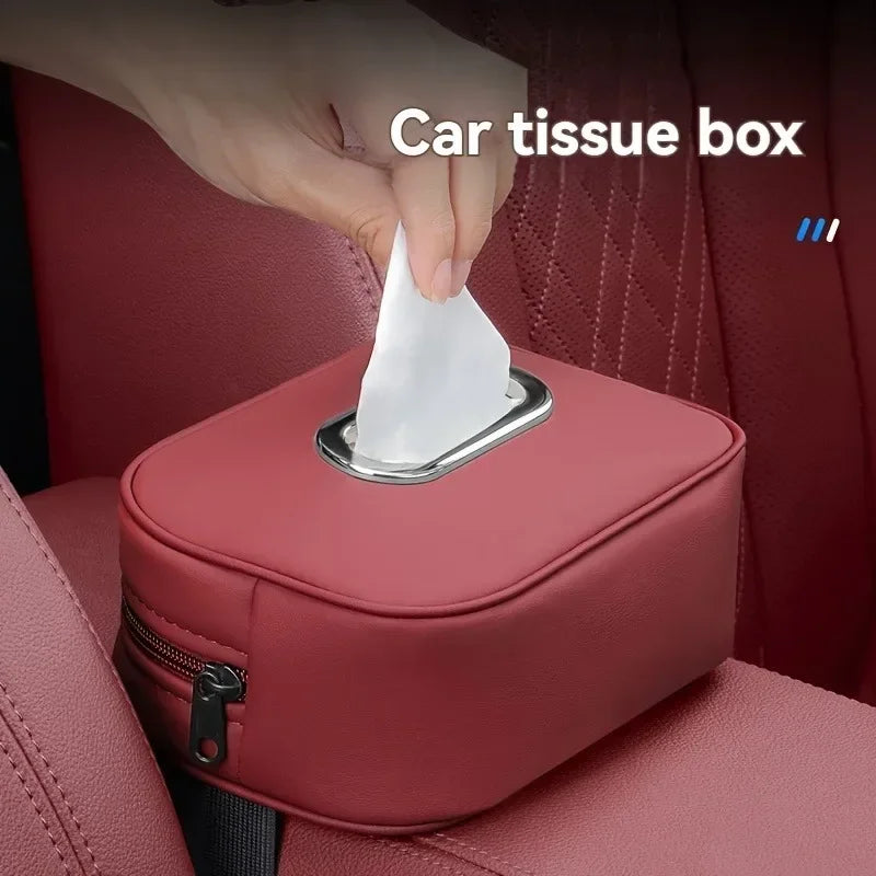 Leather Car Tissue Box Holder for Sun Visor, Headrest and Armrest