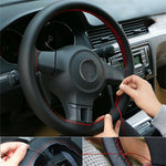 Universal Steering Wheel Cover Made of Leather Braid detail view