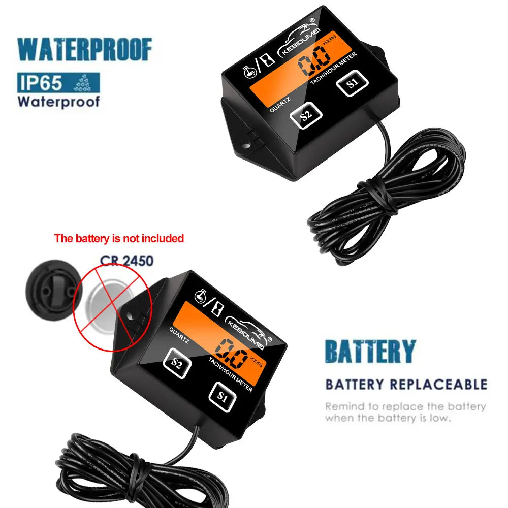 Digital Motorcycle Tach Hour Meter Tachometer Gauge | Engine RPM LCD Display for Moto lifestyle view