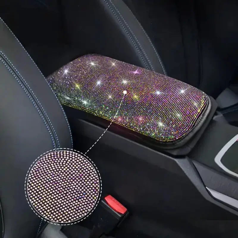 Bling Car Armrest Cover Auto Center Console Protective Cover Crystal Rhinestone Arm R alternate view