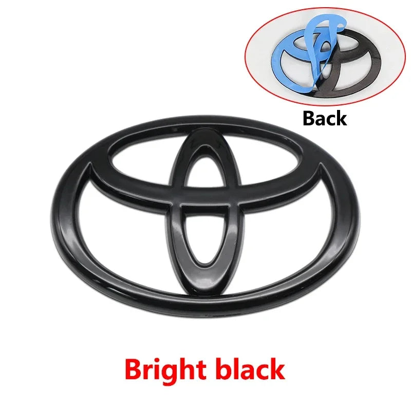 3D Car Emblem Badge for Toyota Corolla Camry RAV4 Hilux Yaris | Gloss Black Matte Blac close-up view
