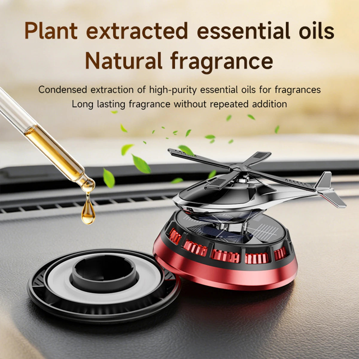 Solar Powered Air Freshener | Airplane Helicopter Rotatable Car Dashboard Decoration lifestyle view