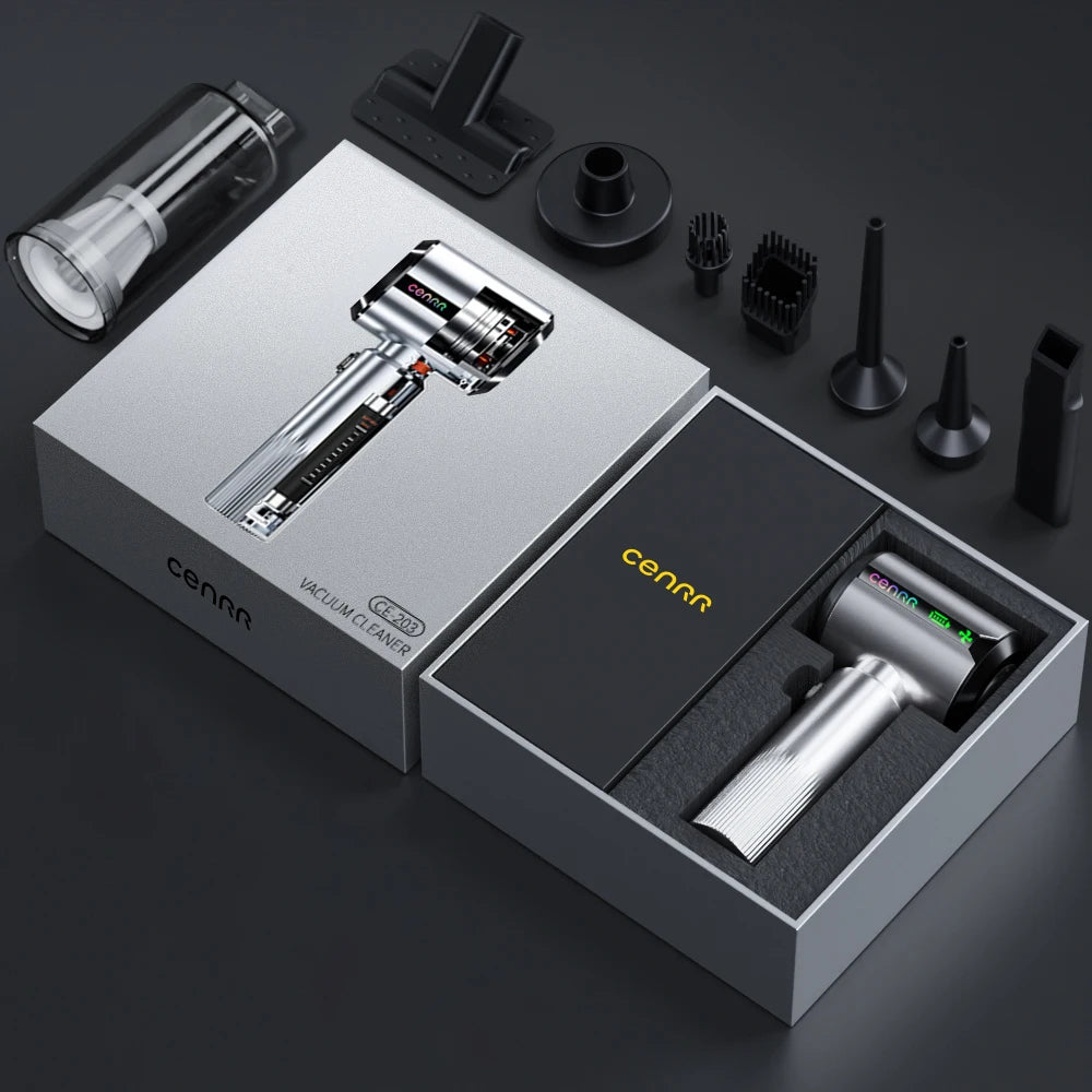 CENRR Car Vacuum Cleaner | Strong Suction Portable Handheld with LED and Air Gun detail view