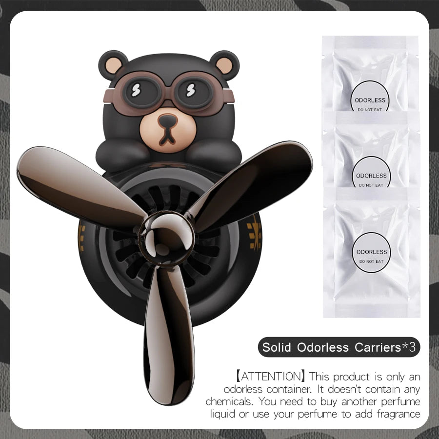 No Fragrance DIY Perfume Rotating Propeller Bear Car Air Freshener Ornament | Cool Vent detail view