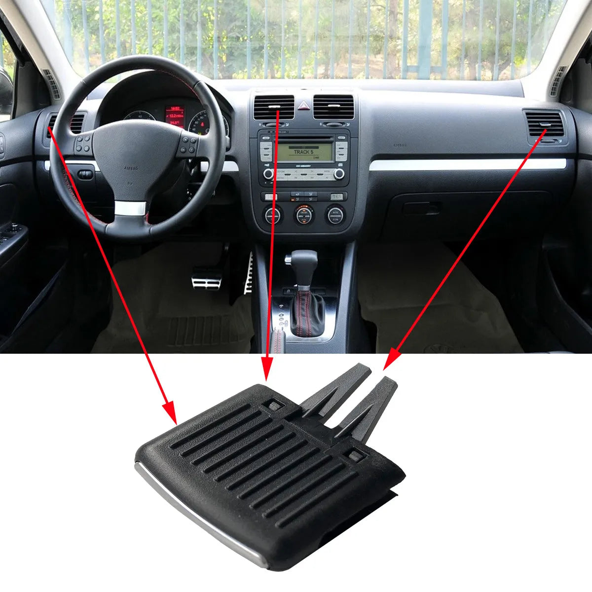 1/4/6PCS Car Front Rear Dash A/C Air Outlet Vent Grill Adjust Slide Clip For VW Golf 5 MK5 GTI Jetta A5 MK5 GLI Rabbit 2004-2011