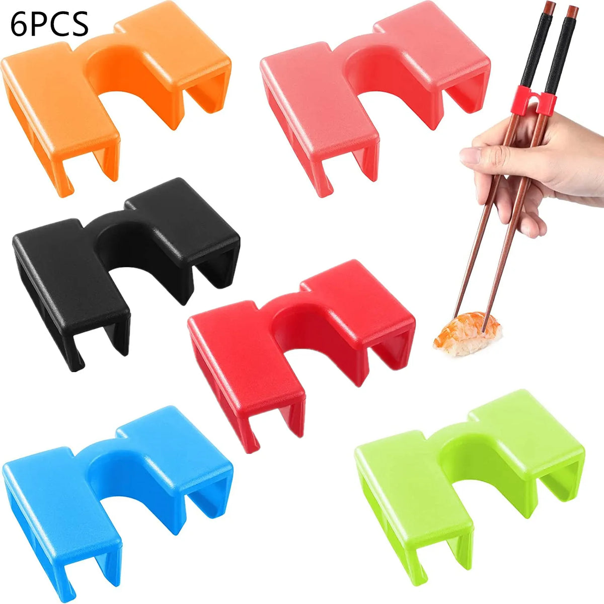 6PCS Reusable Training Chopsticks Helpers Right Left Handed Non-Slip Reusable and Repl close-up view