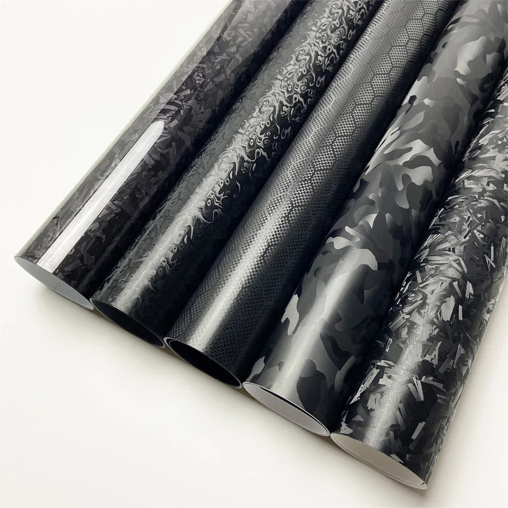 Forged Carbon Fiber Vinyl Wrap Black Cosmic Hex Glossy Ghost Car Vinyl Film For Auto Motorcycle Inte