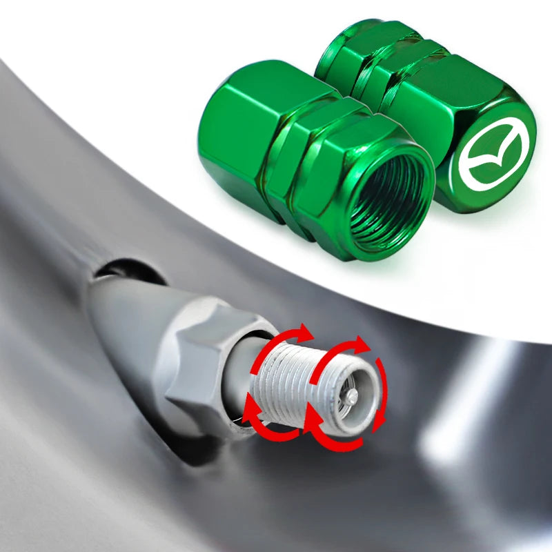 4Pcs Car Wheel Valve Stem Caps | For Mazda 3 CX5 CX30 MX5 CX3 CX9 close-up view