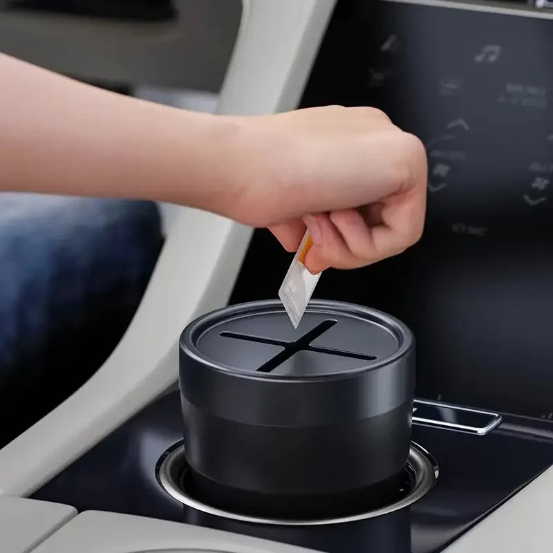 Mini Car Trash Can With Lid Leakproof Cup Holder Bin