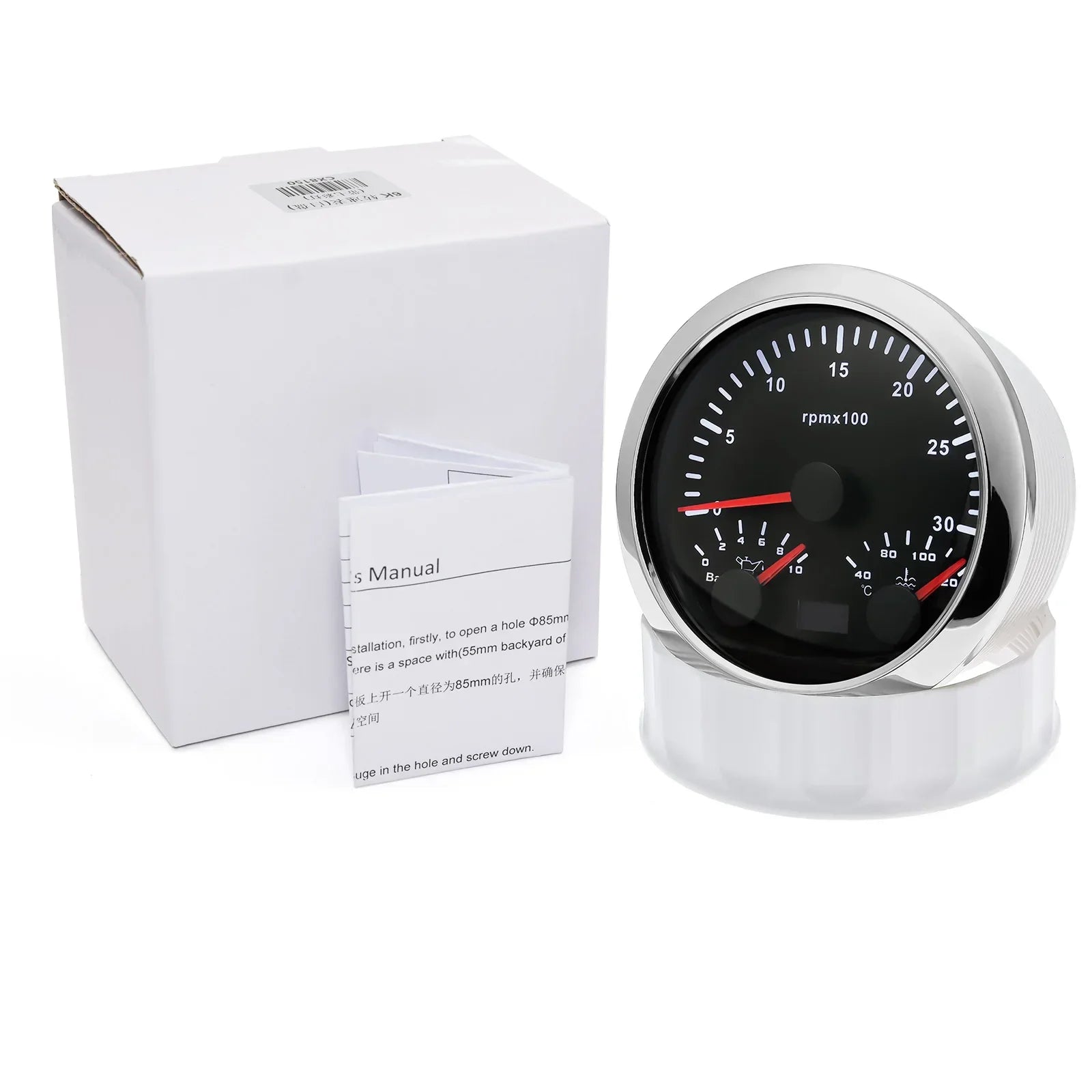 MH 85mm 3-in-1 Gauge Tachometer Water Temp Oil Pressure | 12V Car Boat 8000RPM 7 Colo lifestyle view