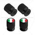 4Pcs Aluminum Motorcycle Car Tire Valve Caps with Germany France Italy Flag Emblems | Un detail view