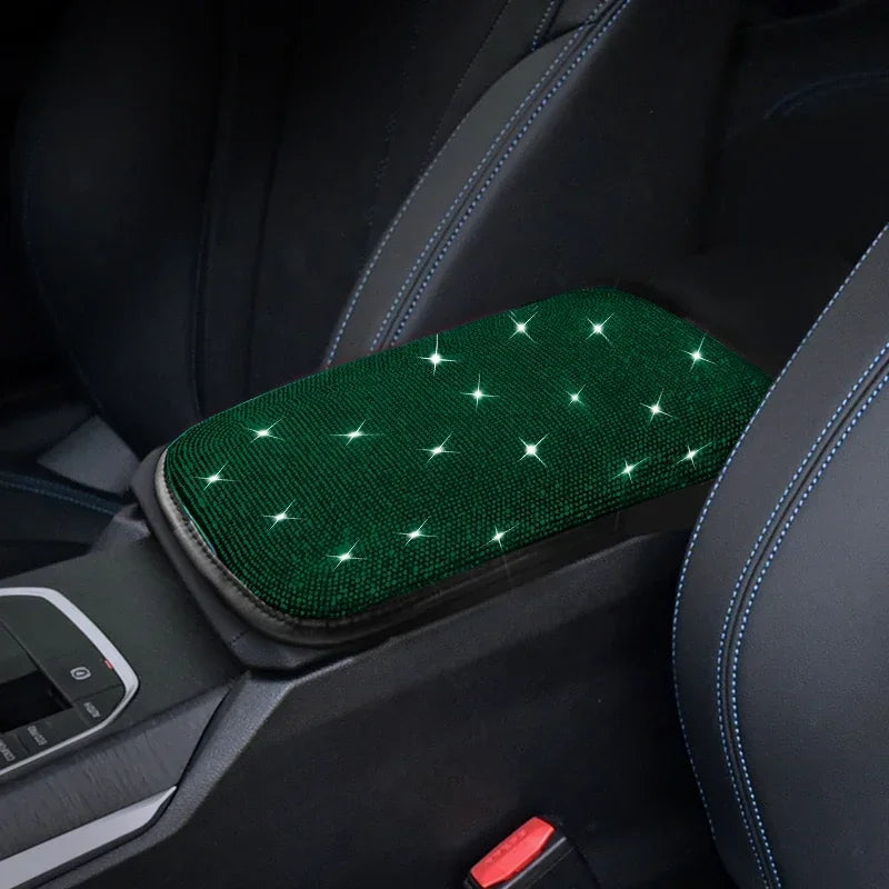 Bling Car Armrest Cover Auto Center Console Protective Cover Crystal Rhinestone Arm R alternate view