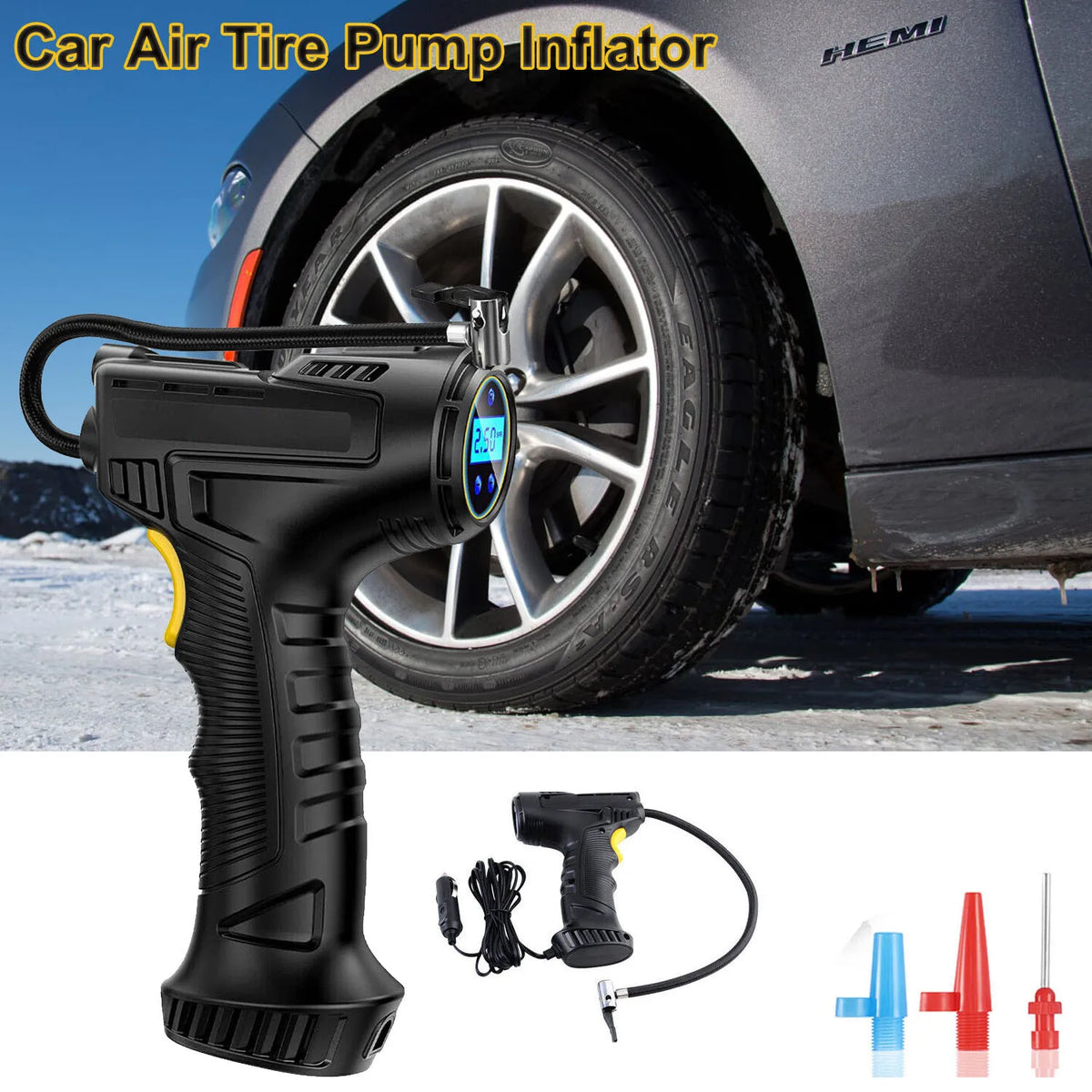 120W Automatic Cordless Car Tyre Inflator Portable Handheld LCD Digital Air Compressor Pump Tire Inflator Equipment