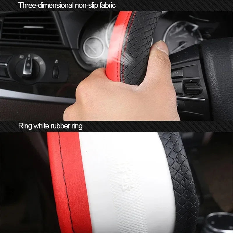 38cm Leather Steering Wheel Cover alternate view