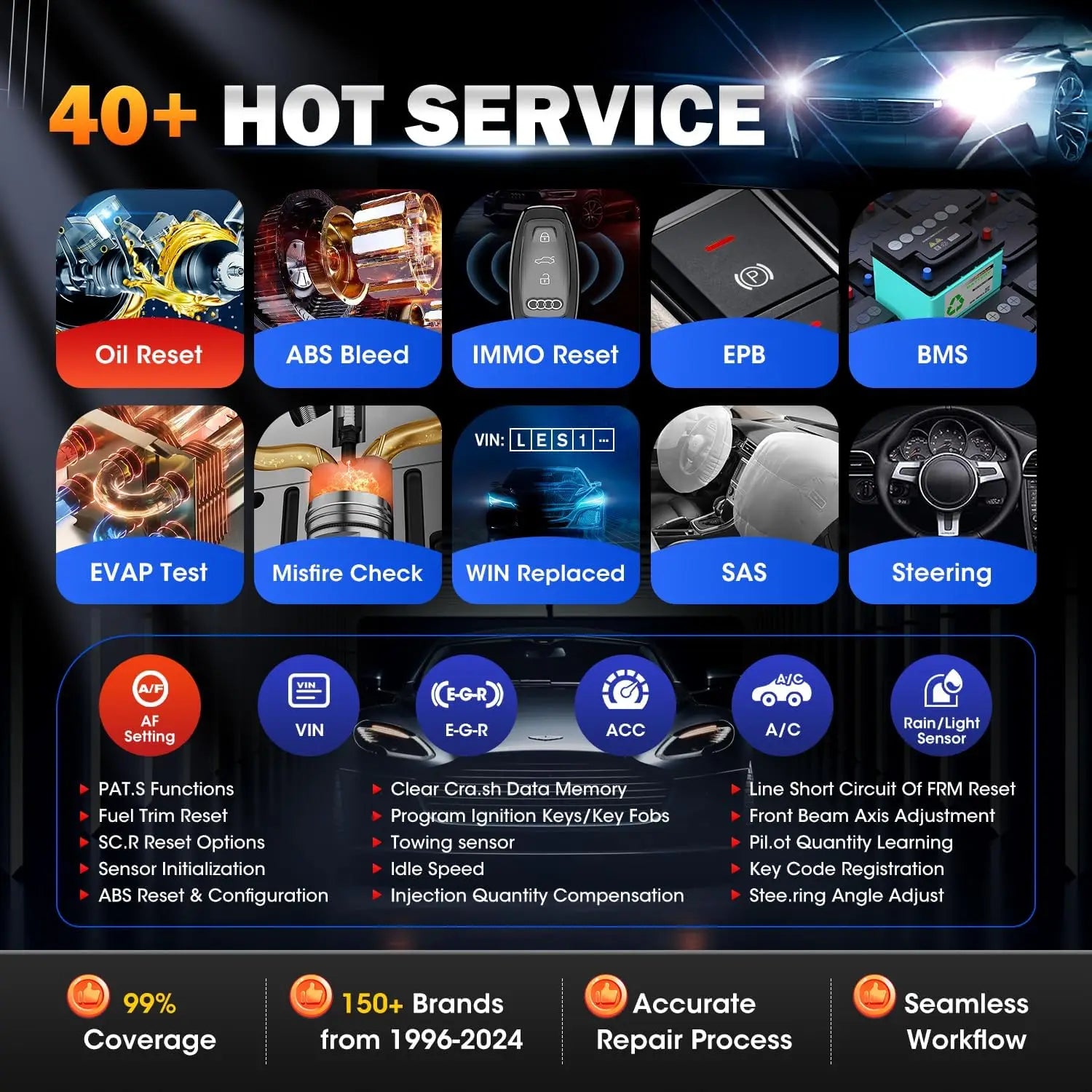 Autel MaxiCOM MK900 BT MK900BT 8 Inch Car Diagnostic Tools 40+ Services CAN FD DOIP OB close-up view