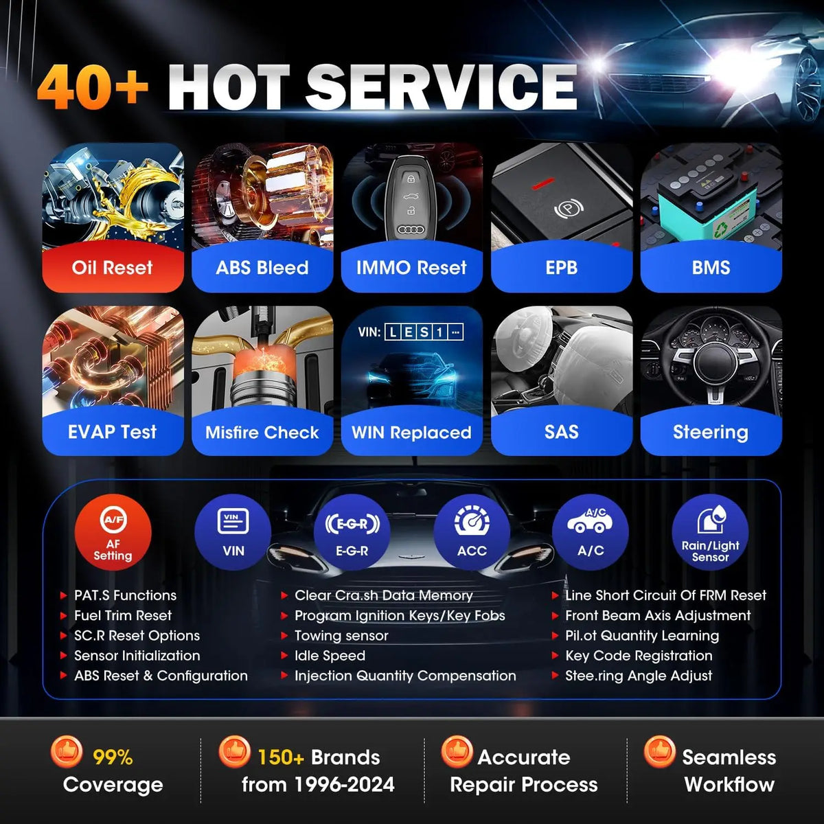 Autel MaxiCOM MK900 BT MK900BT 8 Inch Car Diagnostic Tools 40+ Services CAN FD DOIP OB close-up view