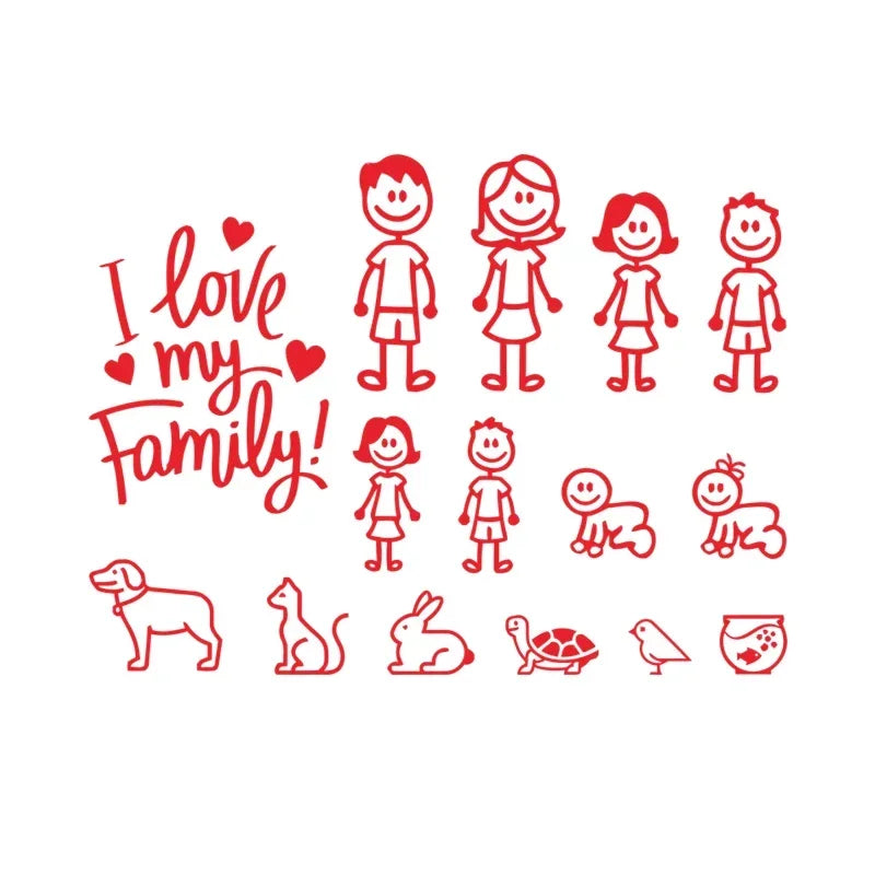 Car Sticker Interesting Family  Automobiles Motorcycles Window Waterproof Sun Protection Decal PVC Decorative Goods,20cm/25cm/30