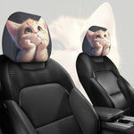 Two cute cat car headrest covers, car interior accessories, daily universal, anti-oil and anti-stain